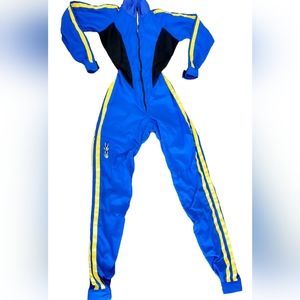 Tony Suit Womens Black Blue And Yellow Skydiving Jumpsuit Embroidered